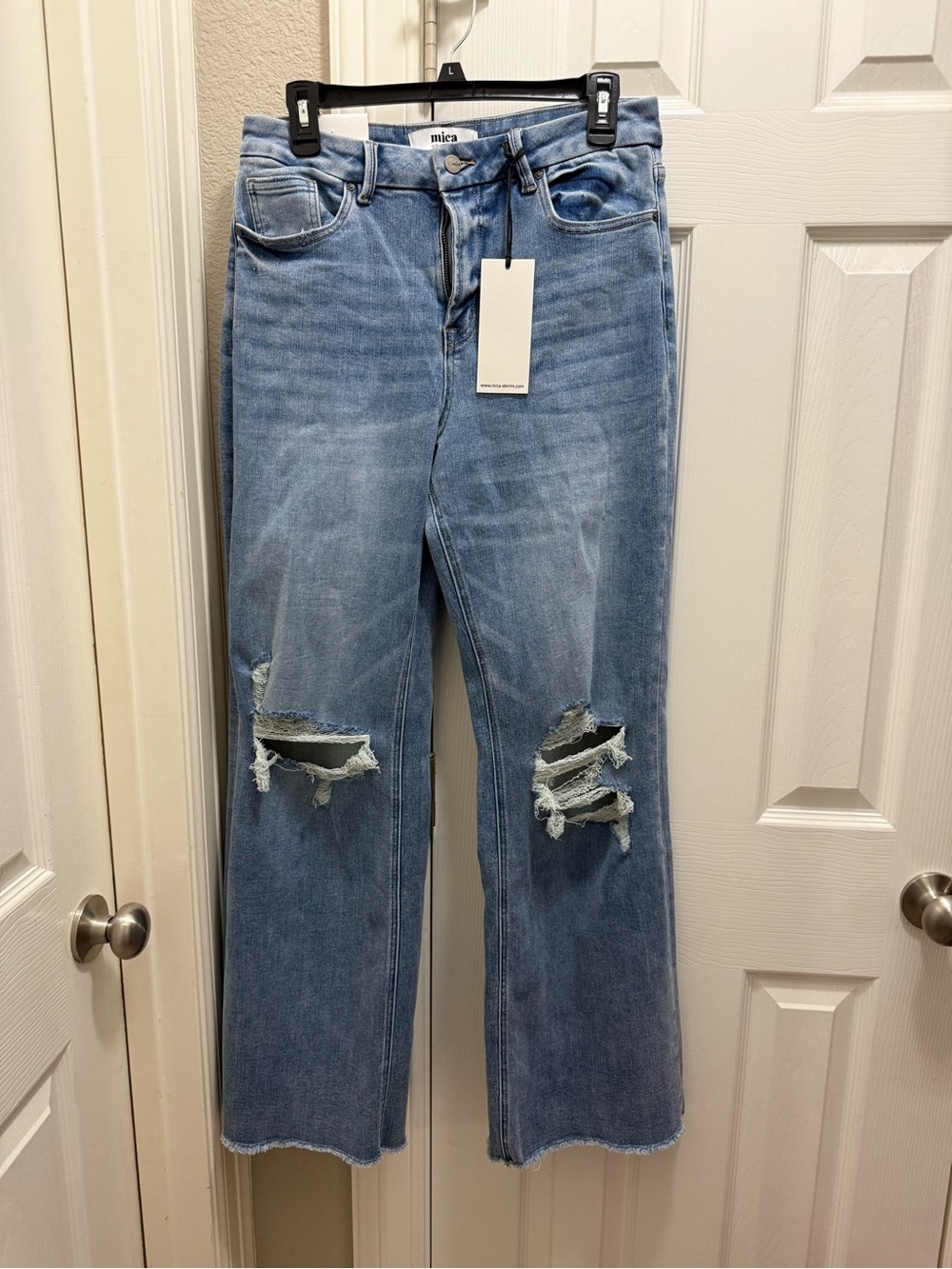 Mica Distressed Light Blue Wide-Leg Billie Jeans